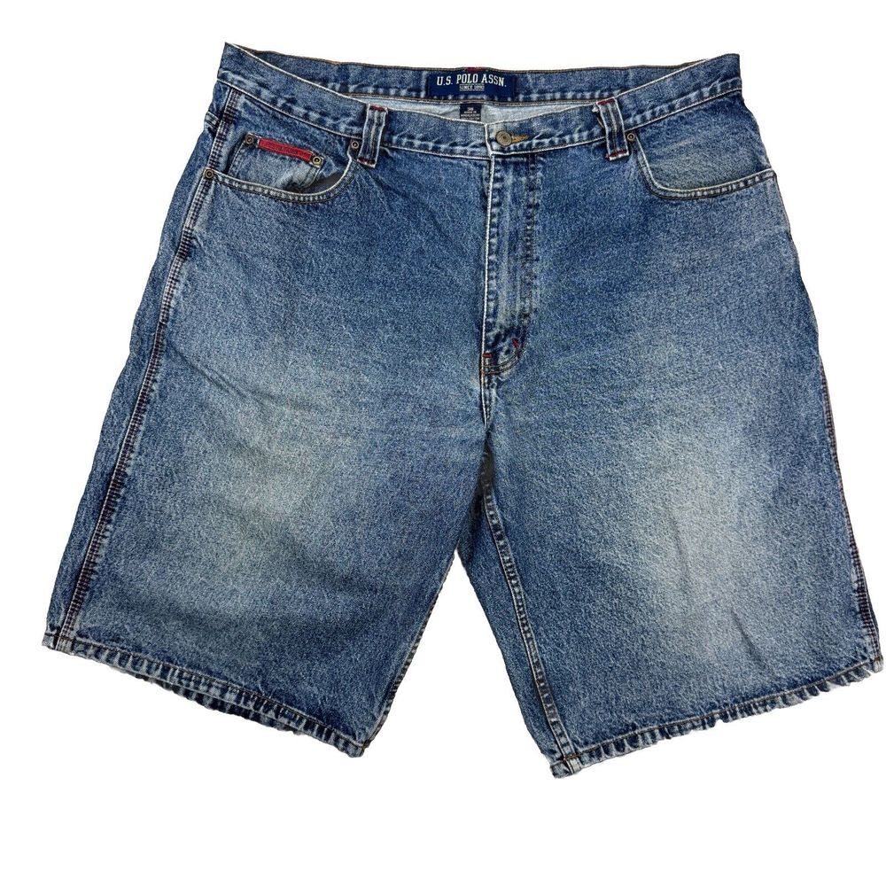 VTG US Polo Assn Shorts Mens 38 Blue Baggy Carpenter 13" Hammer Loop Hip Hop Y2K